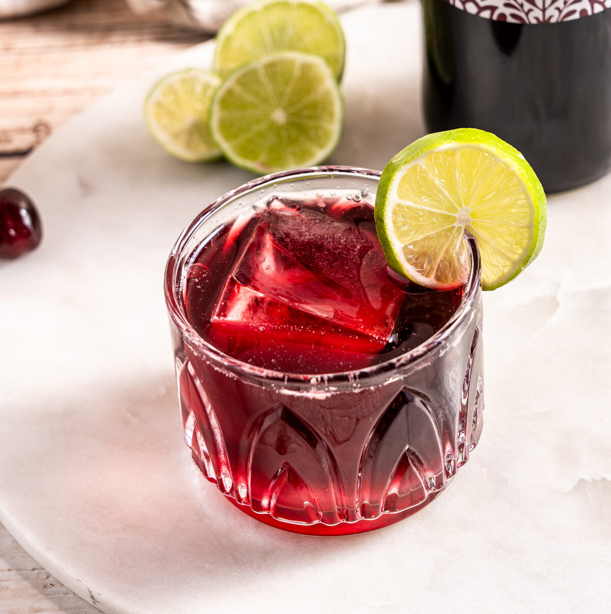 Cabernet Cherry Limeade Mocktail, alcohol removed red wine, red wine, alcohol removed cabernet, cabernet sauvignon, fre cabernet sauvignon, fre wine, fre wines, mocktail