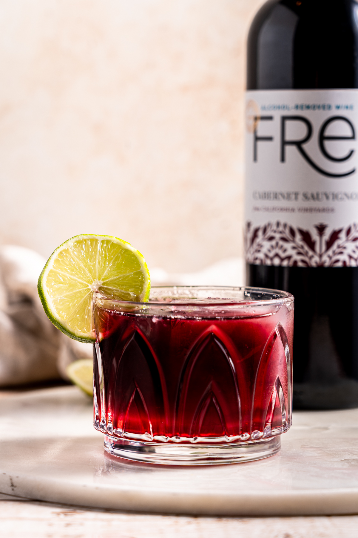 Cabernet Cherry Limeade Mocktail, alcohol removed red wine, red wine, alcohol removed cabernet, cabernet sauvignon, fre cabernet sauvignon, fre wine, fre wines, mocktail