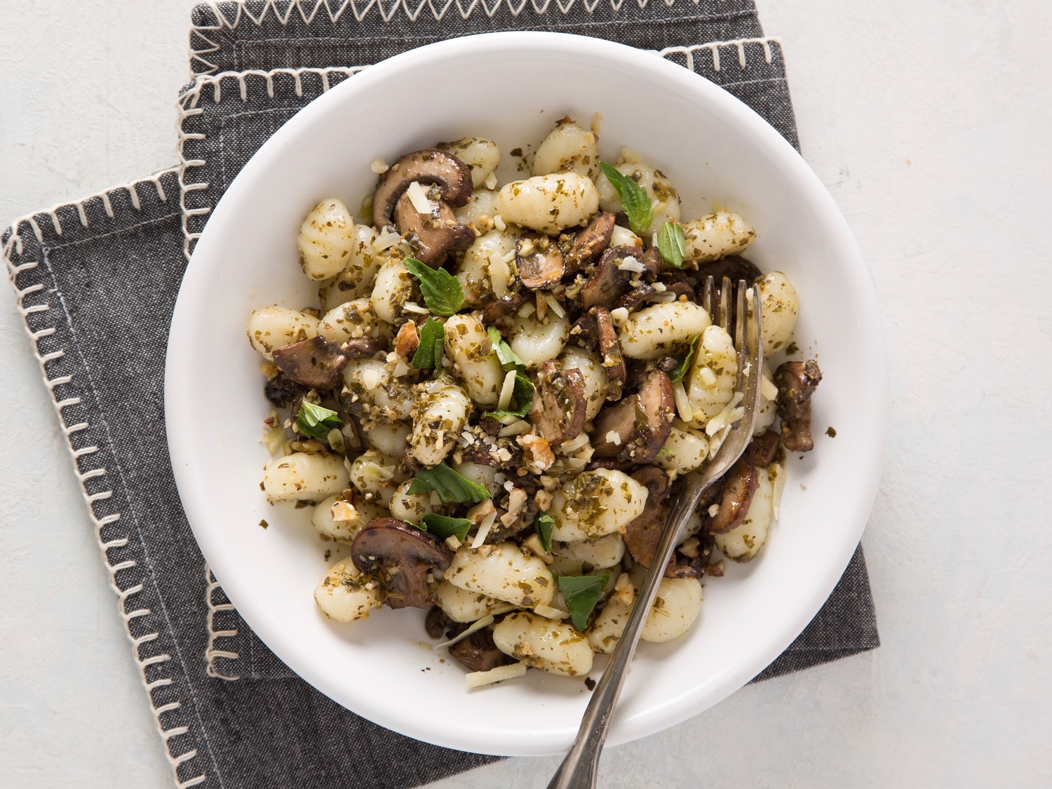 Mushroom-Walnut Pesto Gnocchi