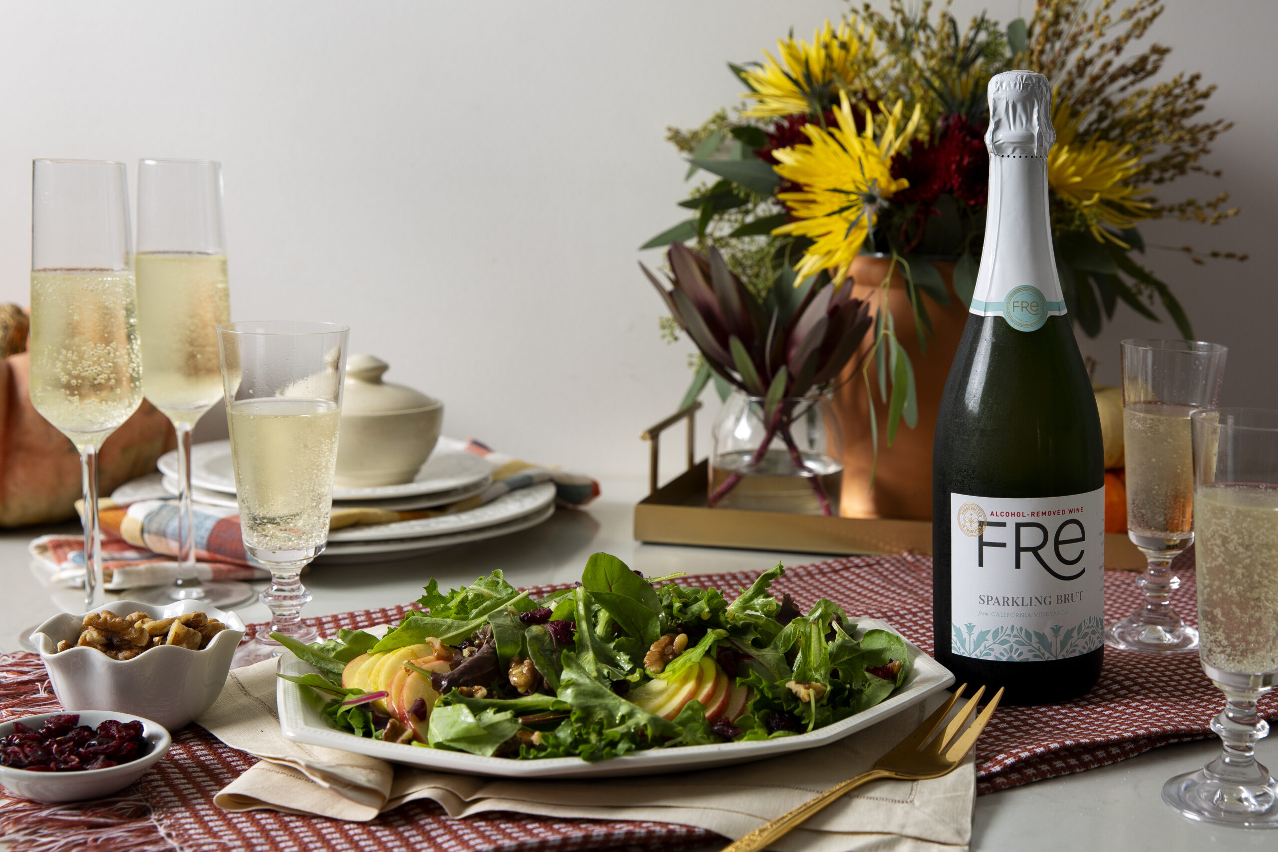 eMeal Recipe Apple Walnut Mixed Greens and FRE Sparkling Brut