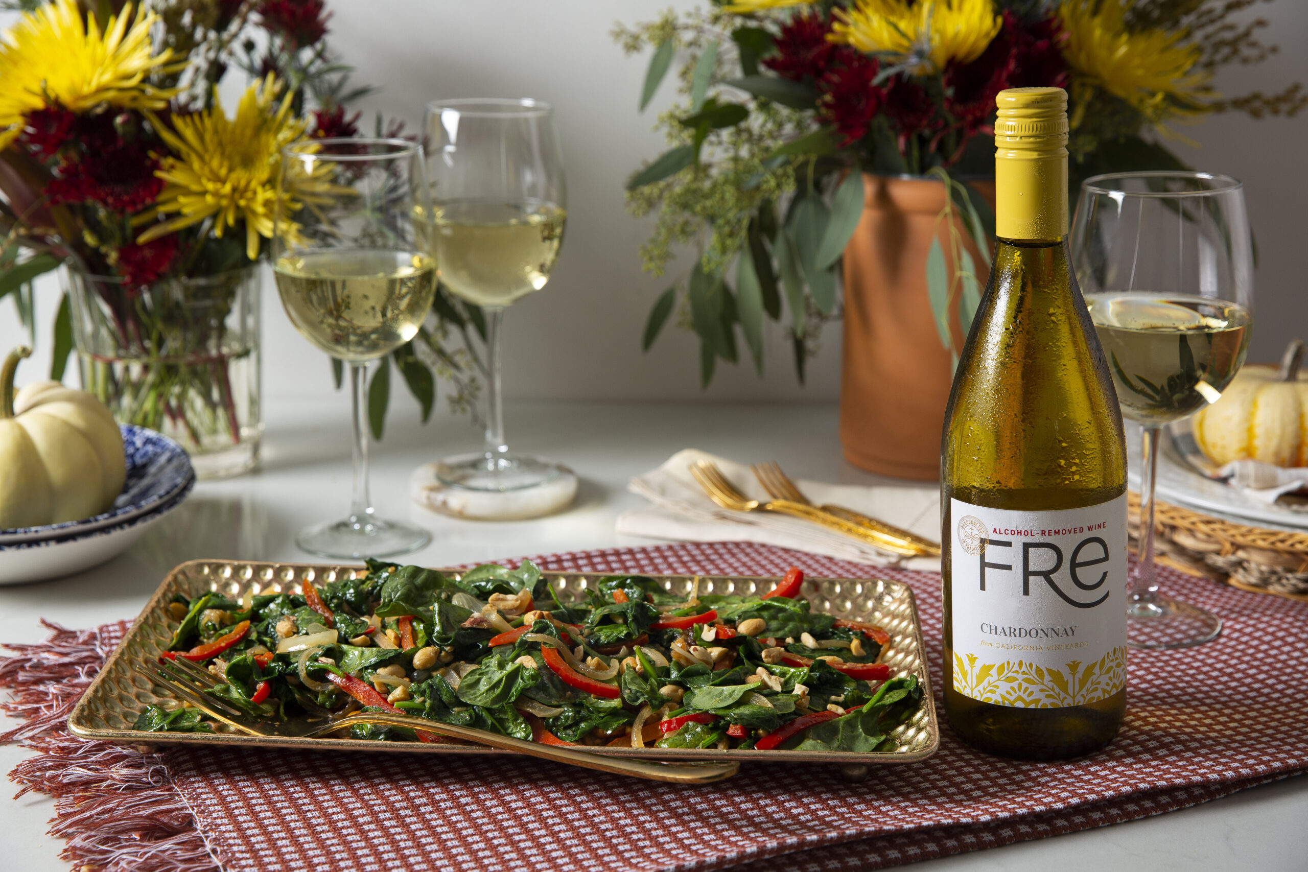 eMeal Recipe Stir Fry Spinach and FRE Chardonnay