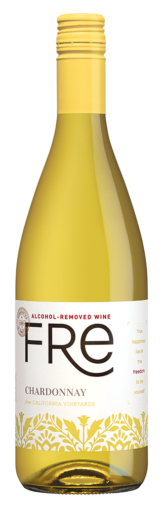 Bottle of Fre non-alcoholic Chardonnay white wine